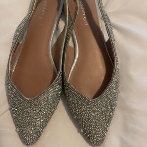 Madden Girl Sparkling Silver Flats